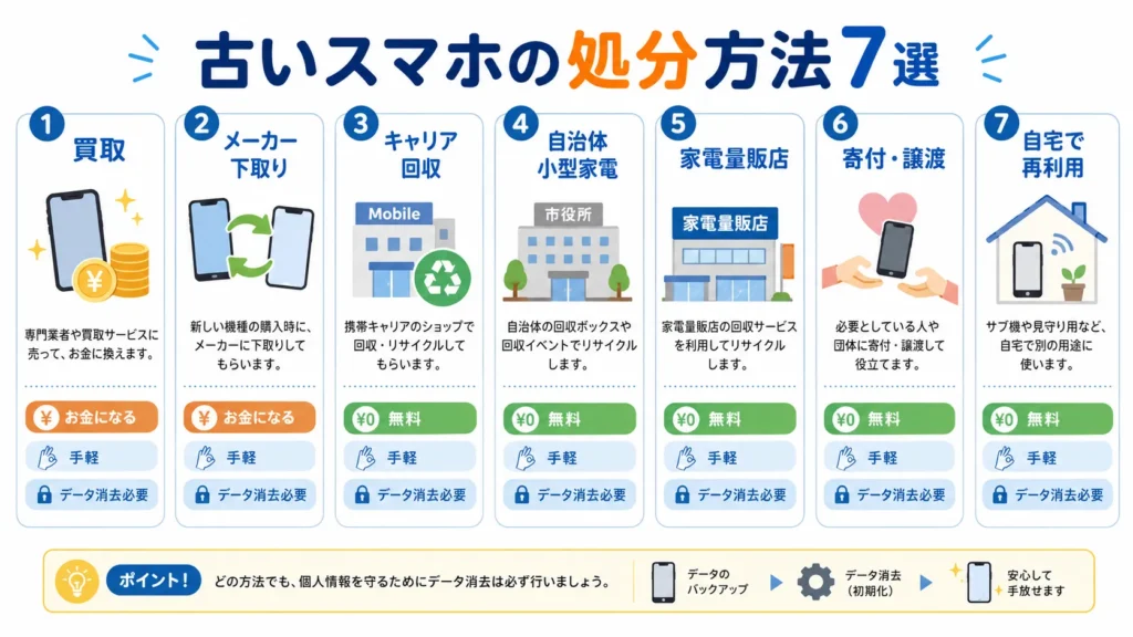 スマホ買取・キャリア回収・自治体回収など7つの処分方法