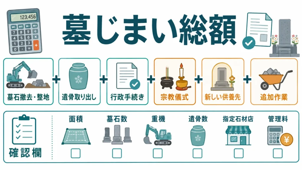 神奈川県の墓じまい総額を構成する6つの費用