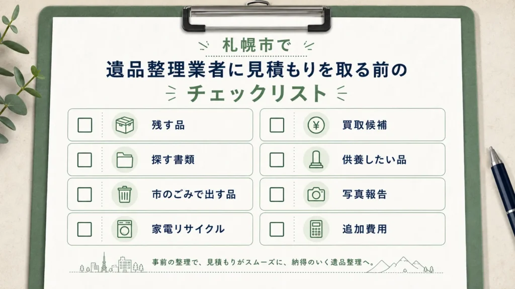 札幌市の遺品整理見積もり前チェックリスト