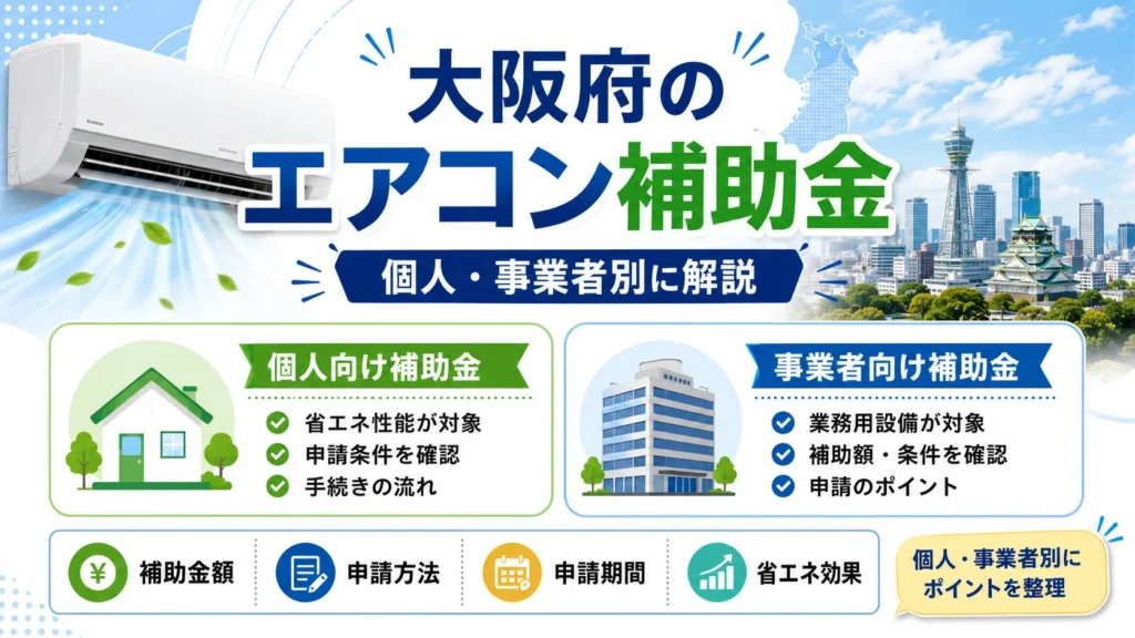 大阪府のエアコン補助金｜個人・事業者別に解説