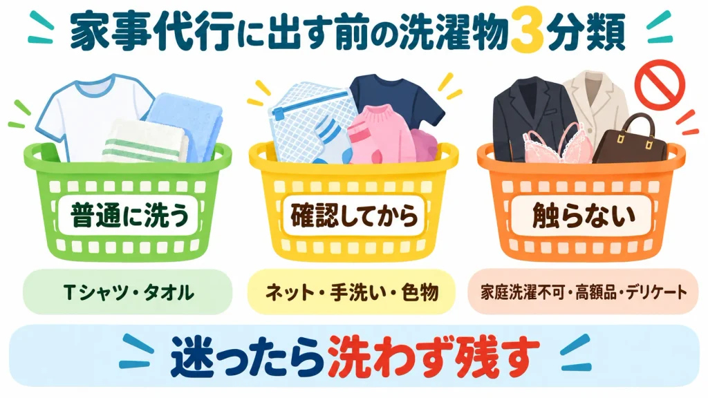 家事代行で洗濯を頼む前に普通に洗う物・要確認・触らない物へ分ける方法