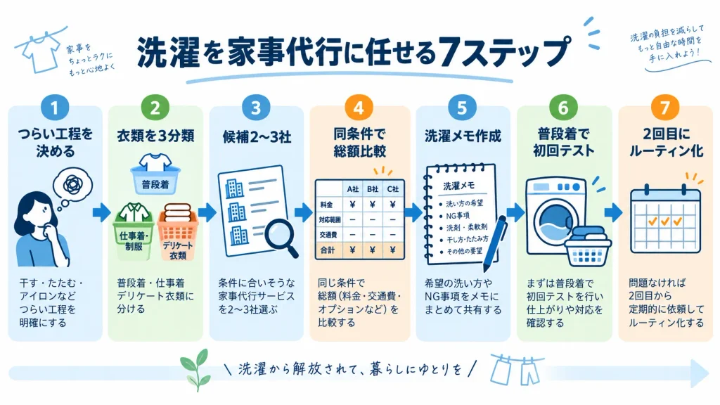 家事代行に洗濯を頼む前から定期化までの7ステップ
