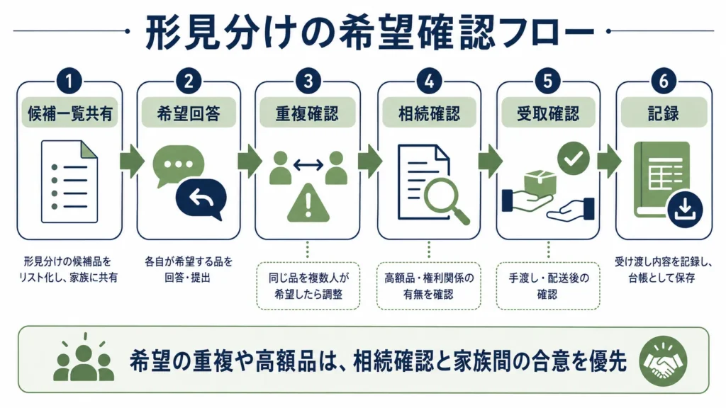 形見分けの希望を確認する流れ