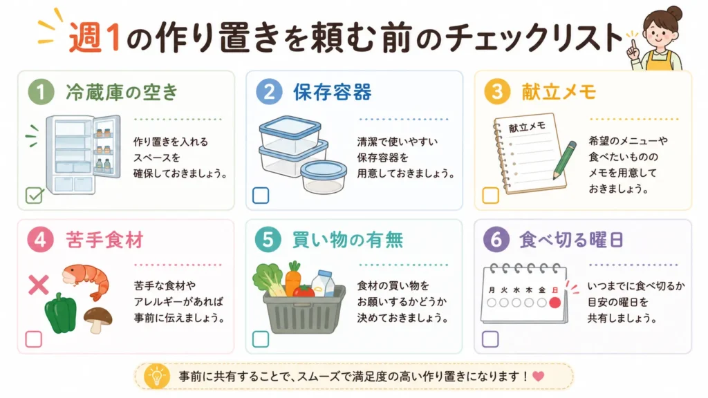 週1作り置きの準備チェックリスト