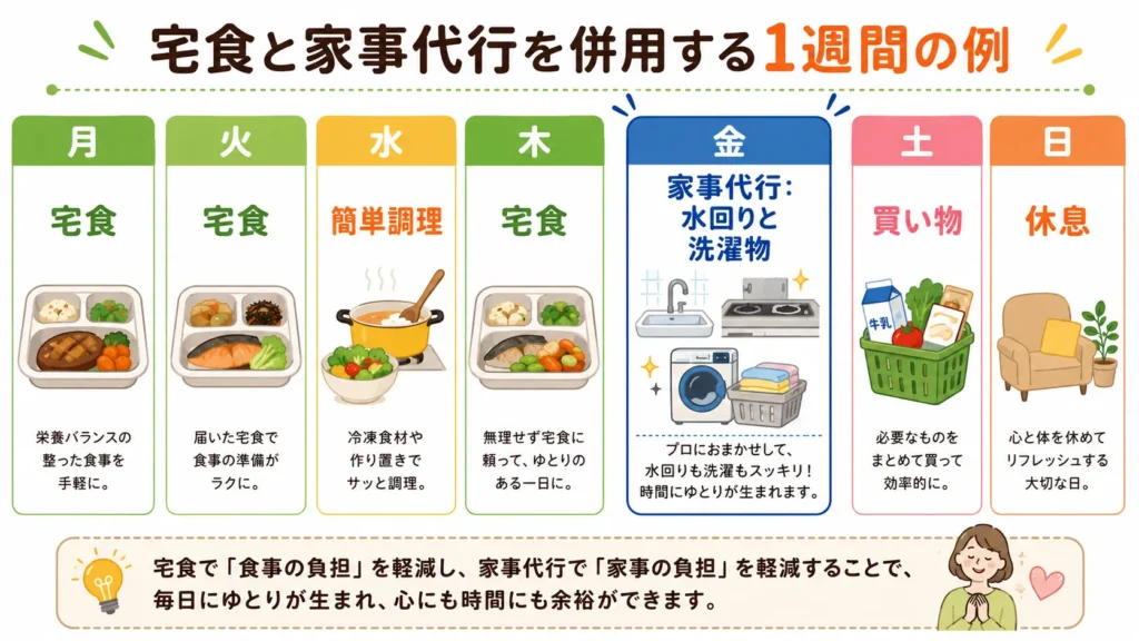 宅食と家事代行を併用する週間スケジュール例