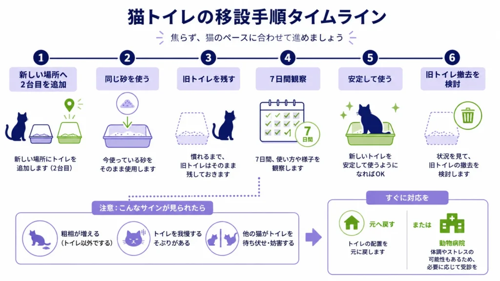猫トイレの場所を変える手順