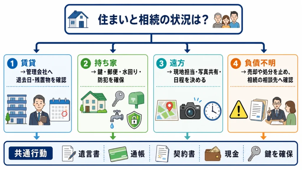 賃貸・持ち家・遠方・負債不明で異なる遺品整理の始め方
