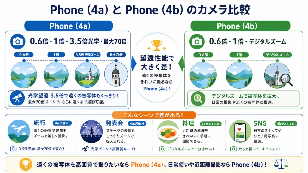 Nothing Phone 4aと4bのカメラ構成と向いている撮影用途