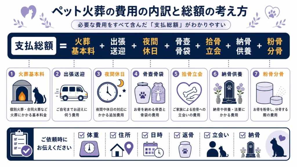 さいたま市の猫葬儀で支払総額を確認する図