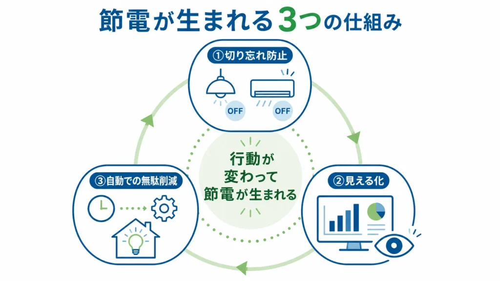 スマートホームで節電効果が生まれる3つの仕組み。