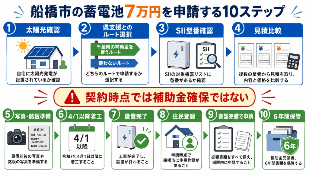 船橋市の蓄電池補助金7万円を申請するまでの10ステップ