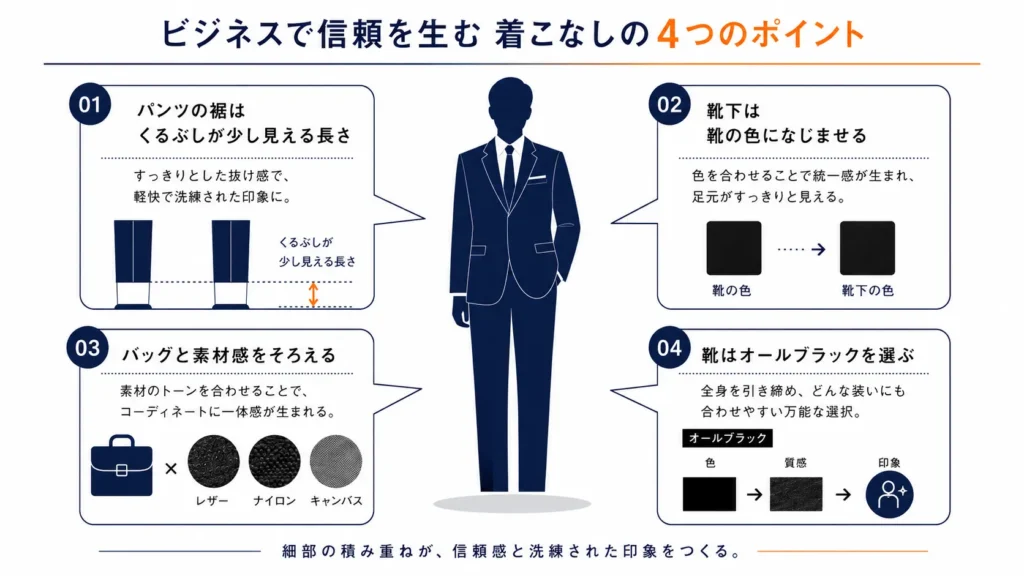 Onをビジネスシーンで履くときのコーディネートのポイント