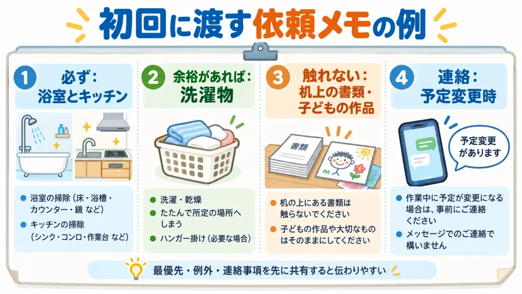 家事代行の初回訪問で伝える作業の優先順位と触れてほしくない物