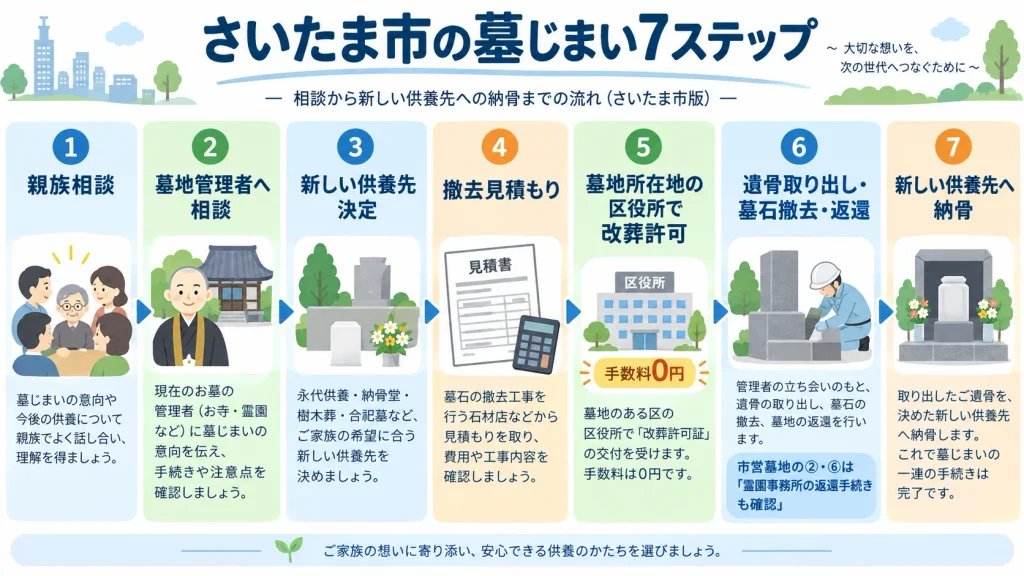さいたま市で墓じまいを親族相談から改葬・墓地返還まで進める7ステップ