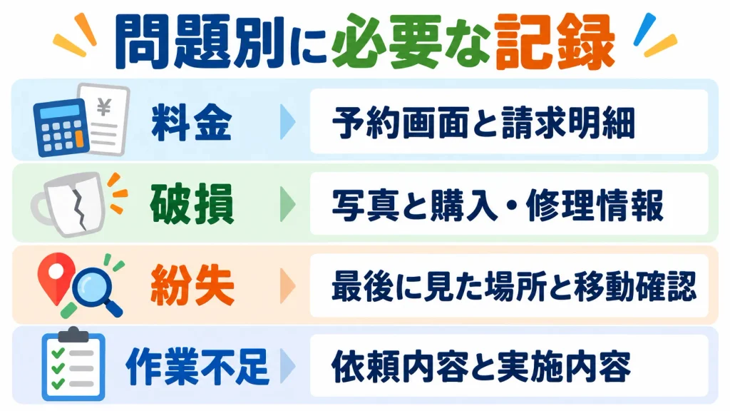 家事代行の料金・破損・紛失・作業不足で残す資料