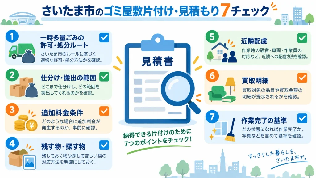 さいたま市でゴミ屋敷片付け業者へ見積もりを頼む前の7つの確認項目
