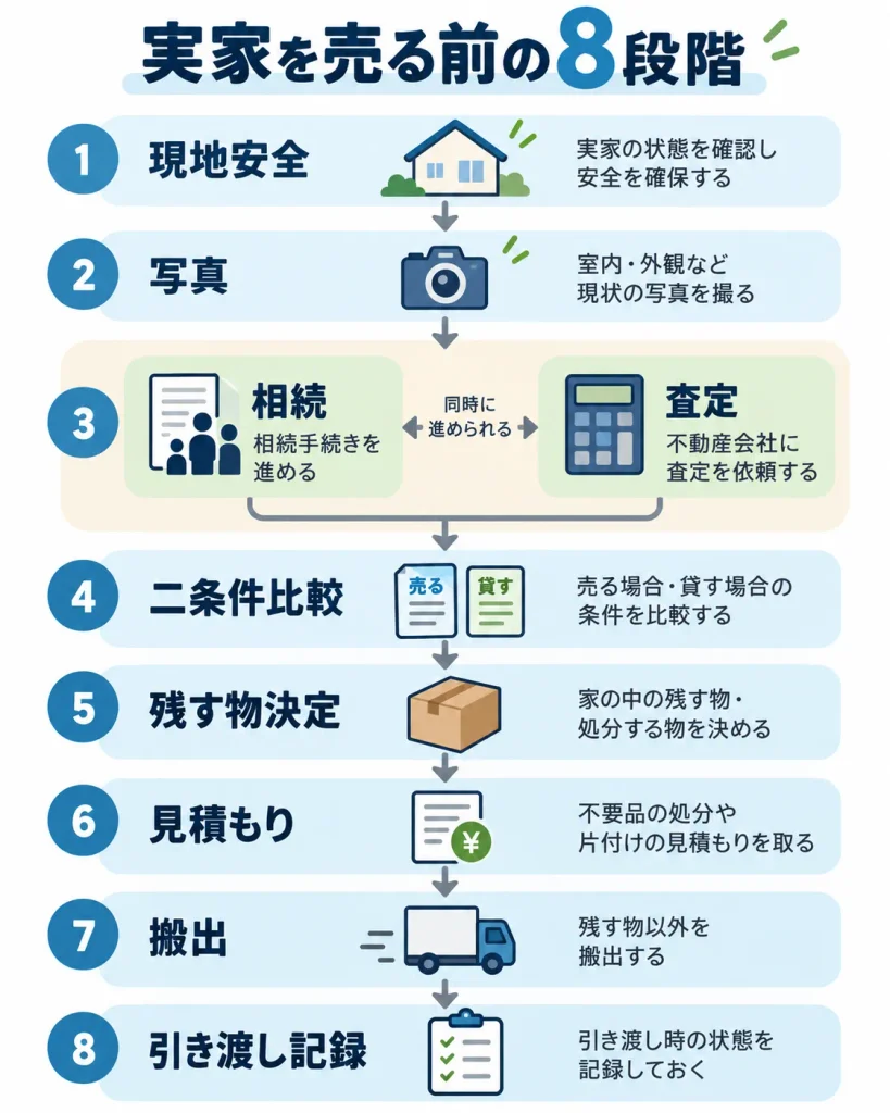 実家の遺品整理と売却を進める八つの手順
